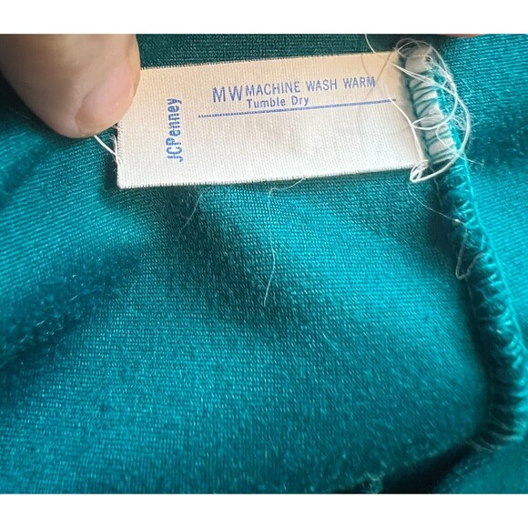 Vintage 70s Long Colorblock JC Penney Kaftan Robe Size 14 Teal Modest Grandma - Picture 7 of 7